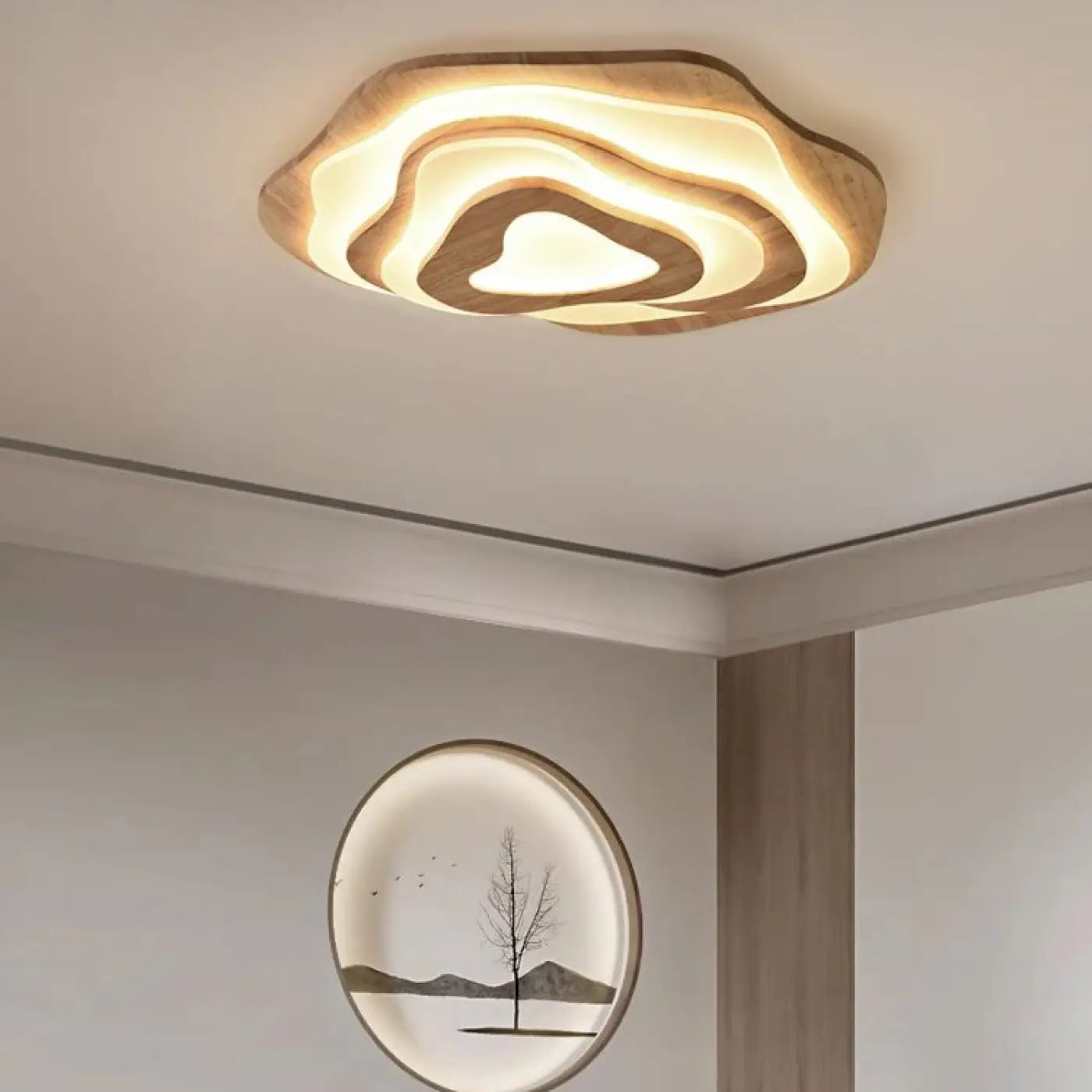 Plafonnier LED bois organique marron | BOVI