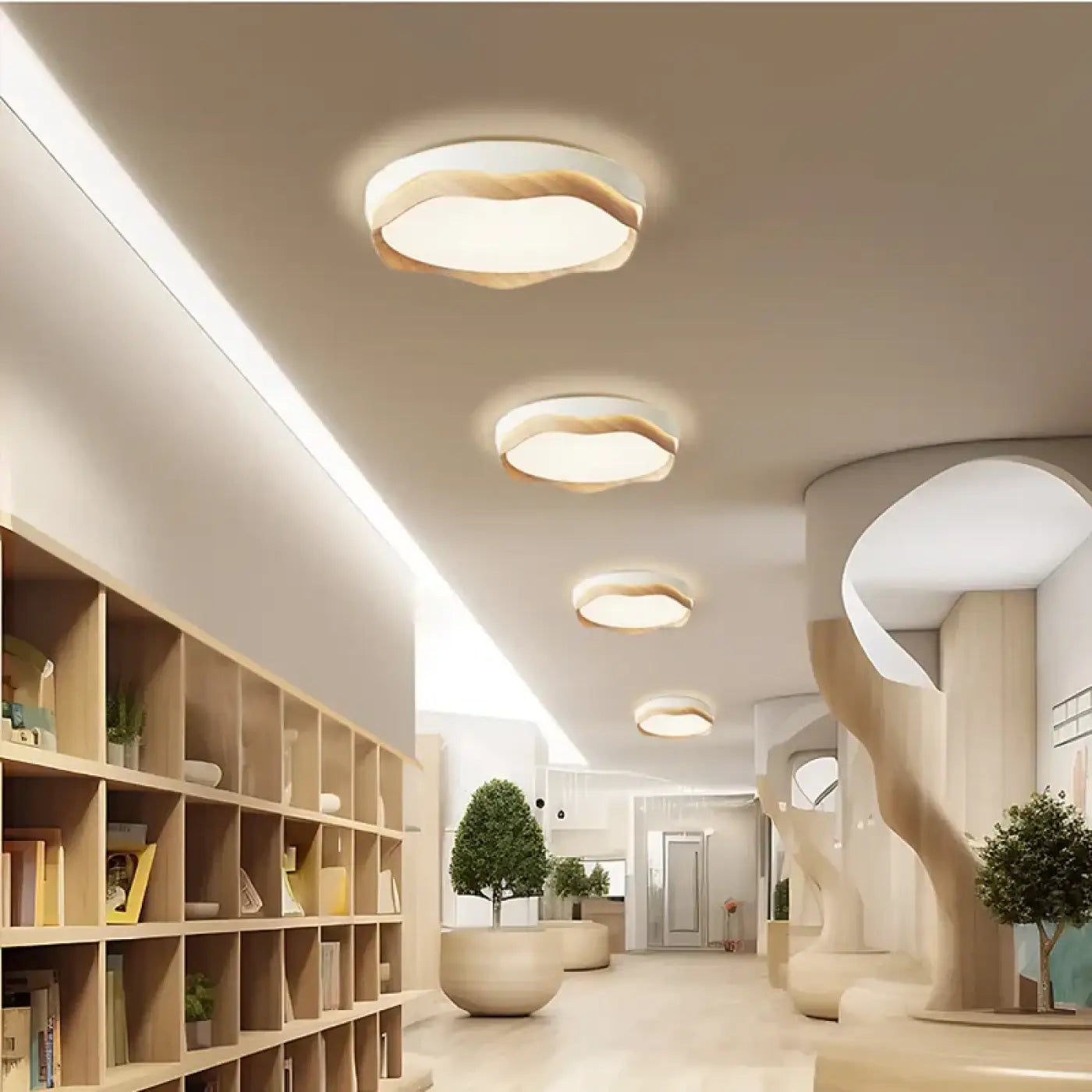 Plafonnier LED bois courbé design scandinave | ZUZEL