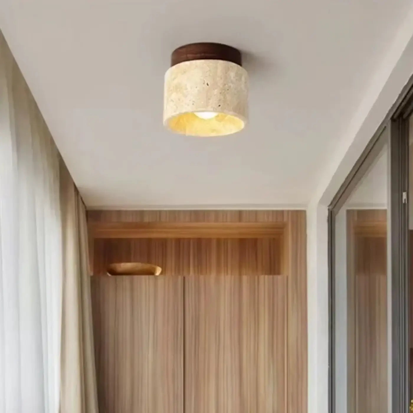 Plafonnier pierre et bois minimaliste scandinave | GUMU