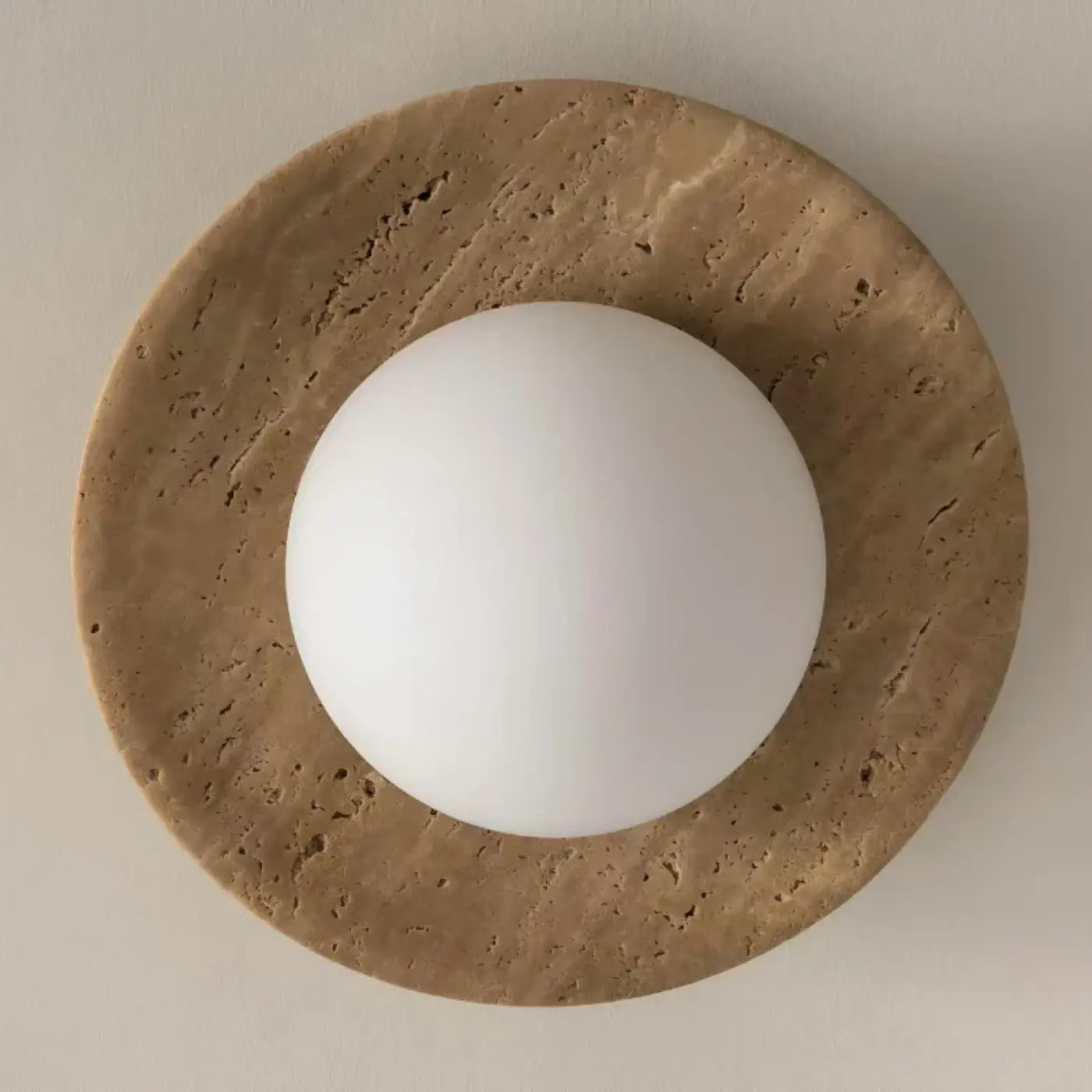 Plafonnier LED beige rond scandinave | FIBE