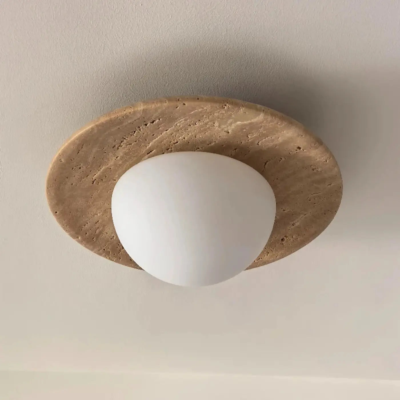 Plafonnier LED beige rond scandinave | FIBE