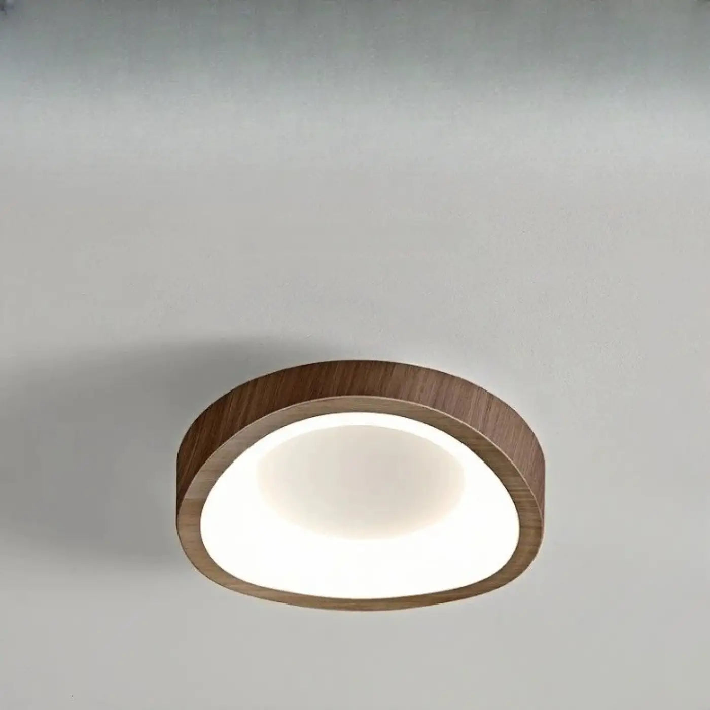 Plafonnier beige marron LED bois scandinave | DETIGEN