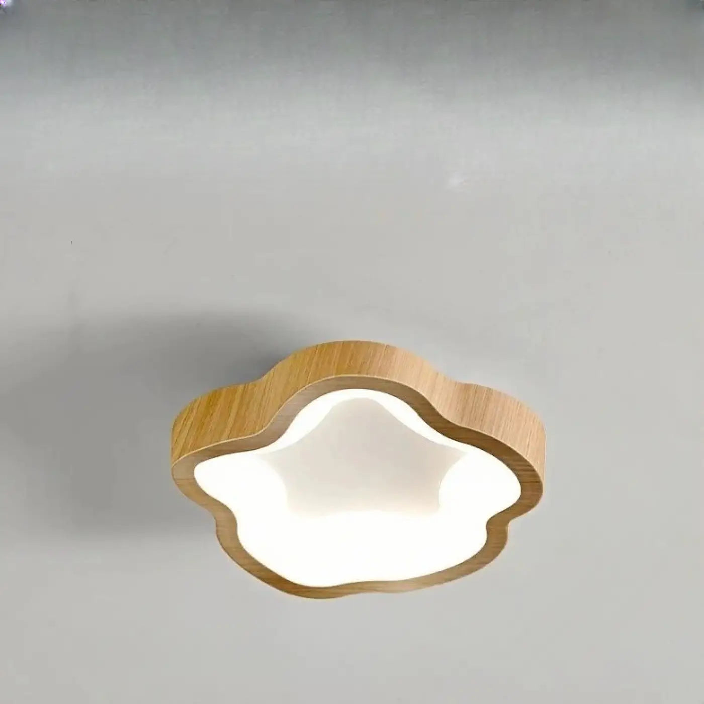 Plafonnier beige marron LED bois scandinave | DETIGEN