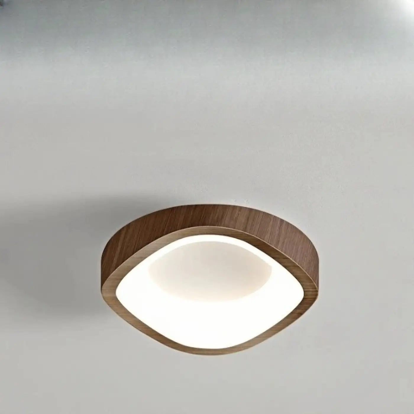 Plafonnier beige marron LED bois scandinave | DETIGEN