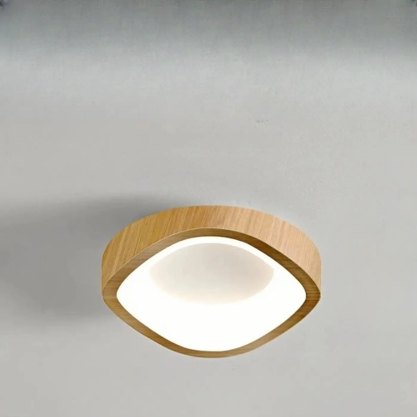 Plafonnier beige marron LED bois scandinave | DETIGEN