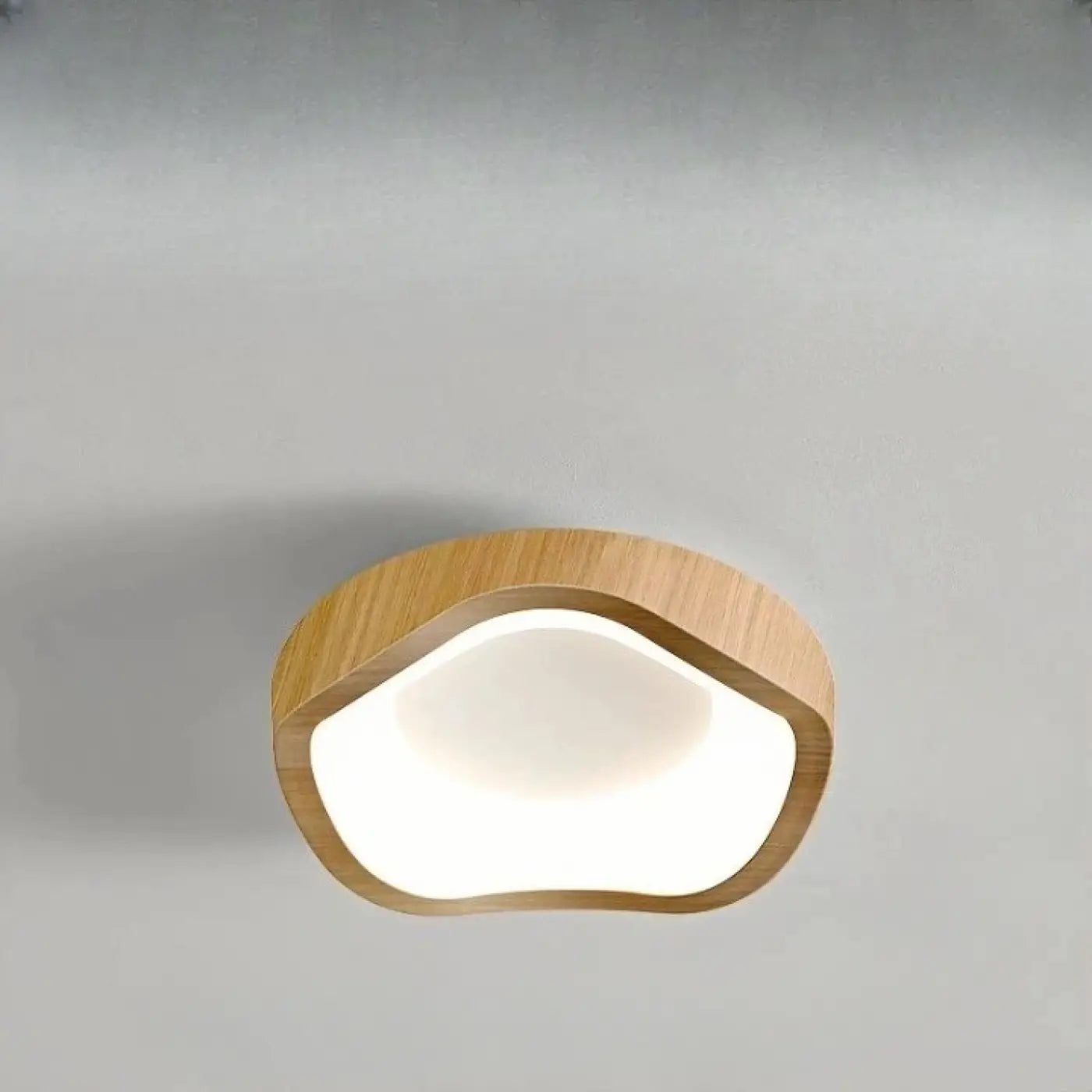 Plafonnier beige marron LED bois scandinave | DETIGEN