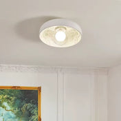 Plafonnier rond blanc et beige sculpté | KEGIDA