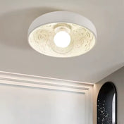 Plafonnier rond blanc et beige sculpté | KEGIDA