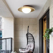Plafonnier pierre et bois jaune design moderne | TAVEL