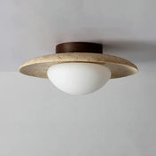Plafonnier pierre et bois jaune design moderne | TAVEL