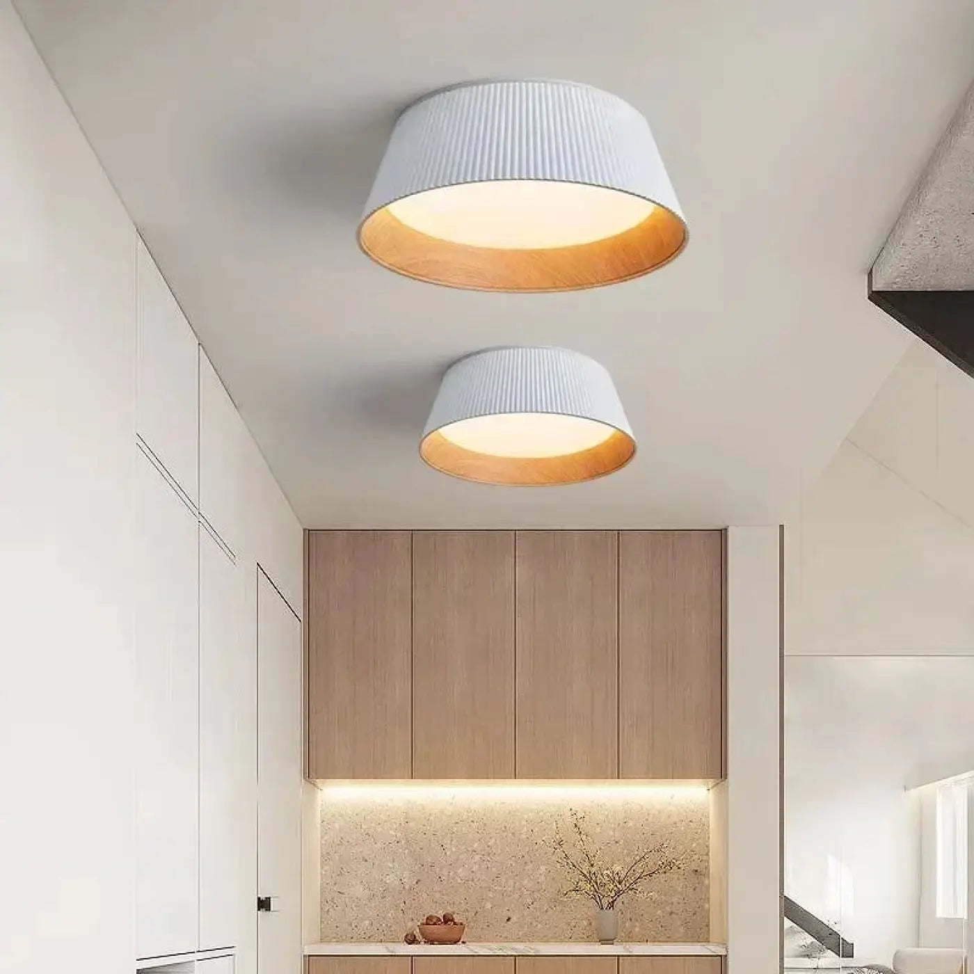 Plafonnier LED métal noir et blanc moderne | NASAPO