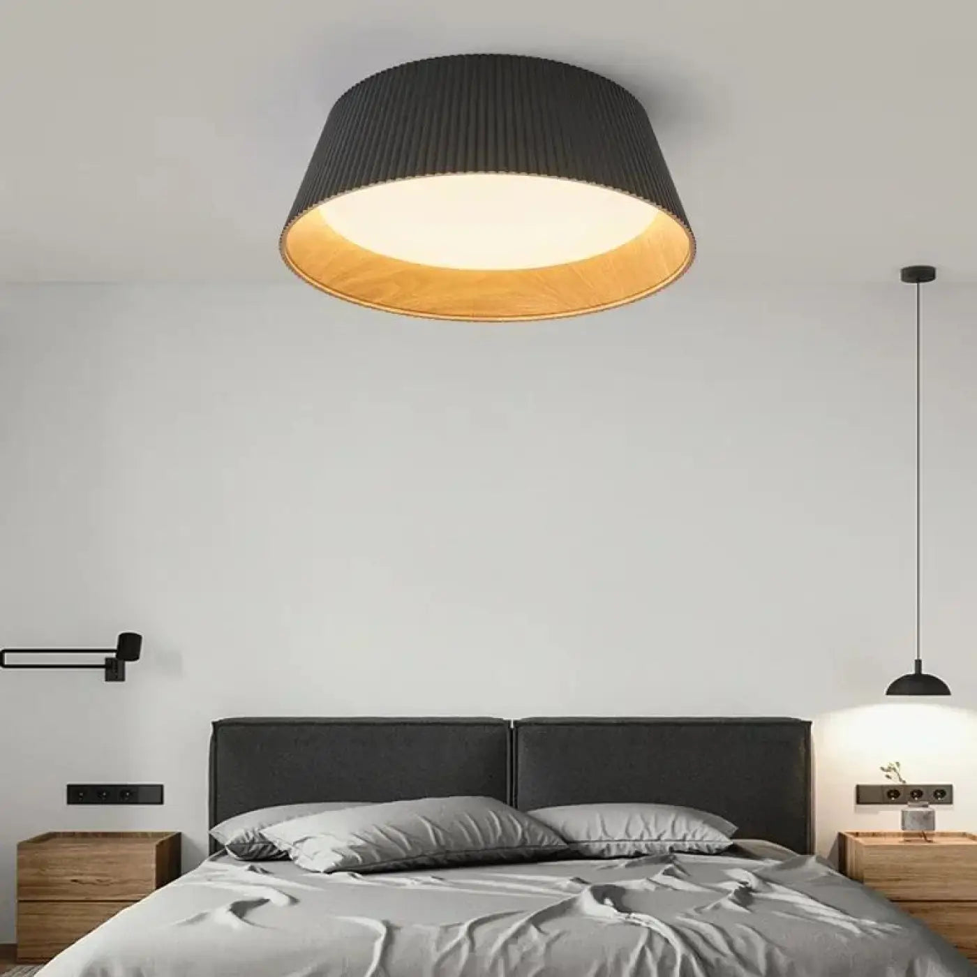Plafonnier LED métal noir et blanc moderne | NASAPO