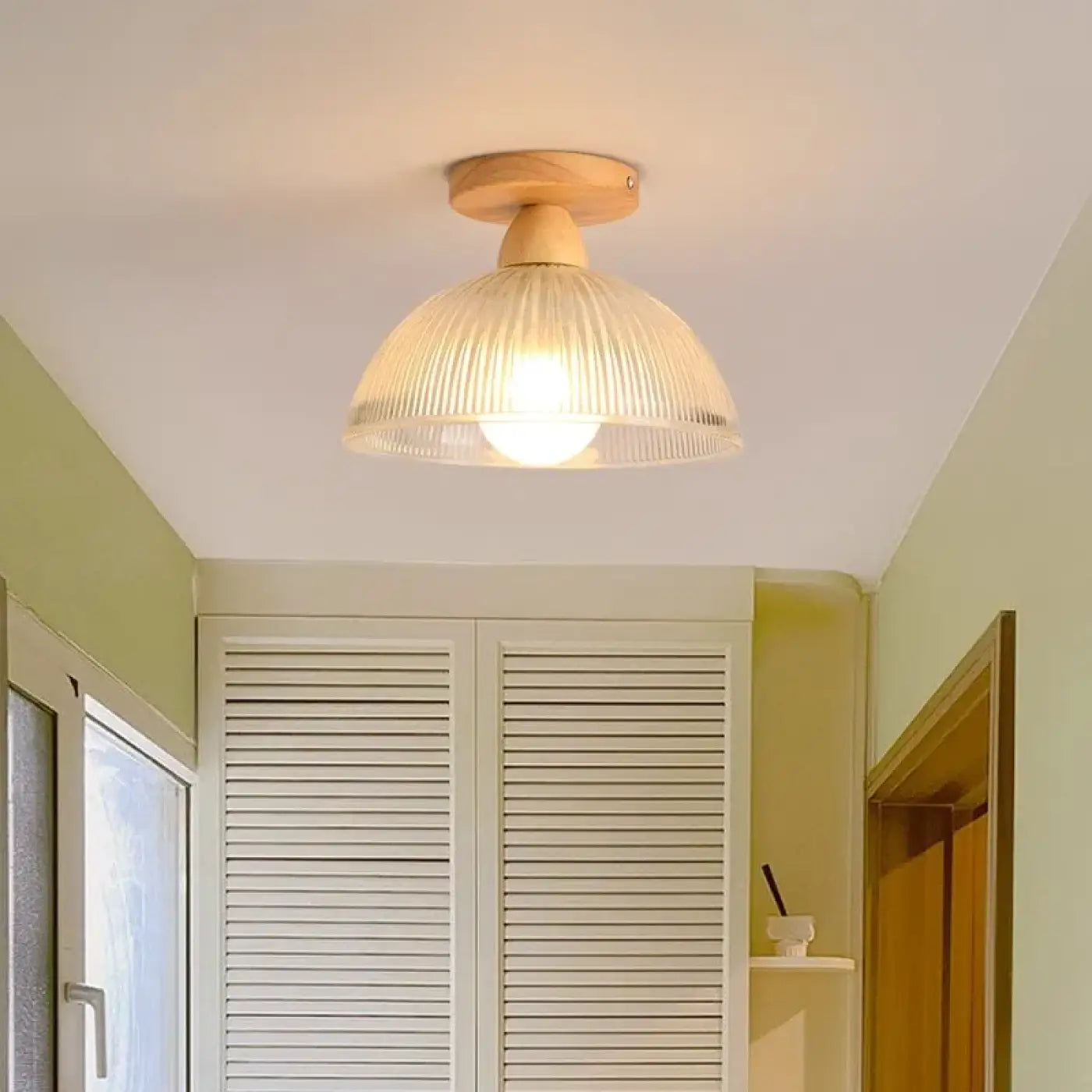 Plafonnier bois et verre scandinave moderne | KOTU