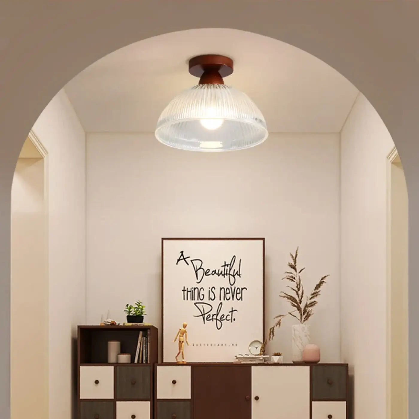 Plafonnier bois et verre scandinave moderne | KOTU