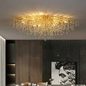 Plafonnier cristal LED doré design moderne | PUZE