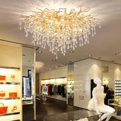 Plafonnier cristal LED doré design moderne | PUZE