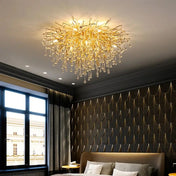 Plafonnier cristal LED doré design moderne | PUZE