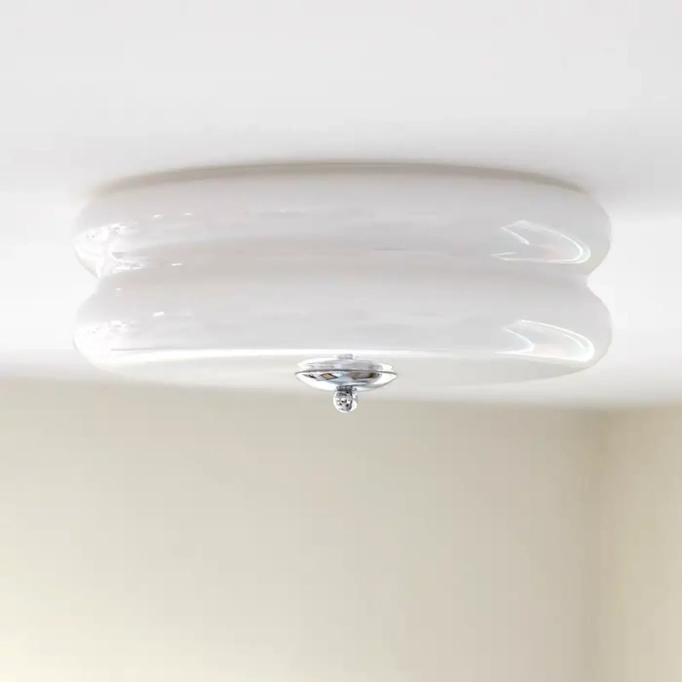 Plafonnier verre blanc rétro années 70 | DIMENA