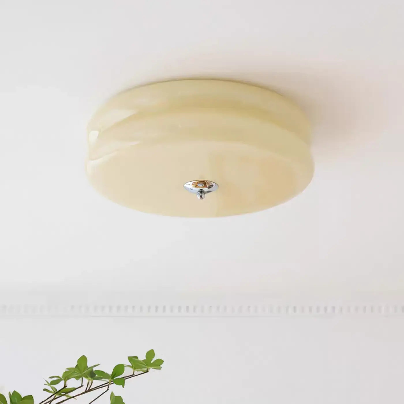 Plafonnier verre blanc rétro années 70 | DIMENA