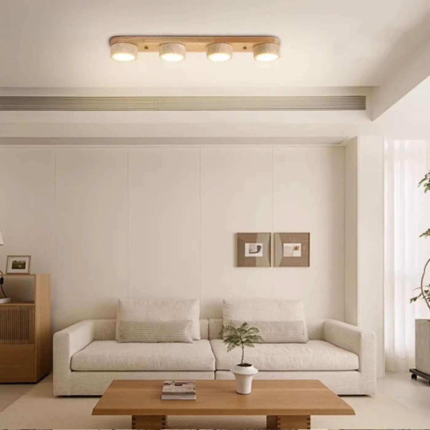 Plafonnier bois et pierre scandinave minimaliste | GEZIKIL