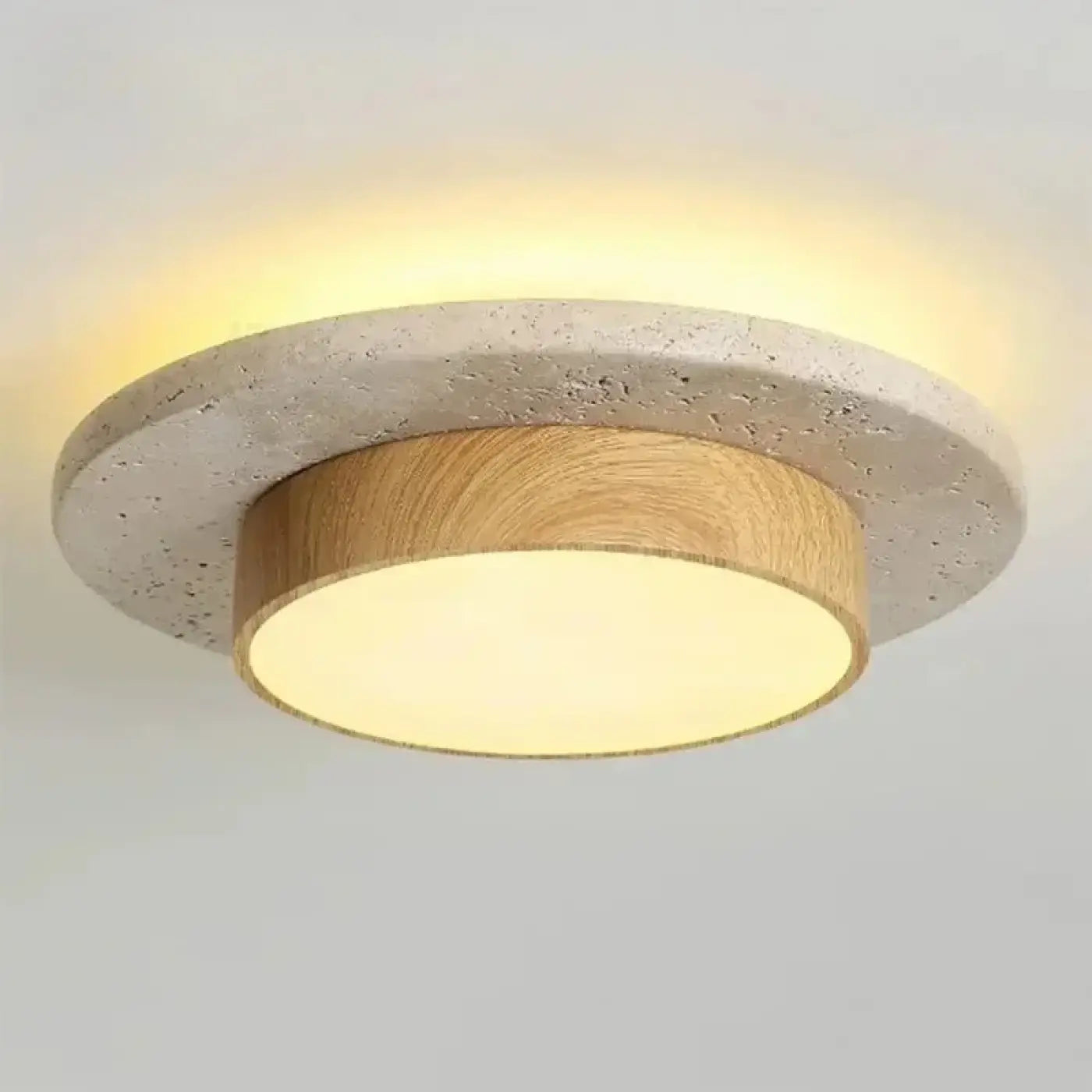 Plafonnier rond bois nordique IP65 | KEBE