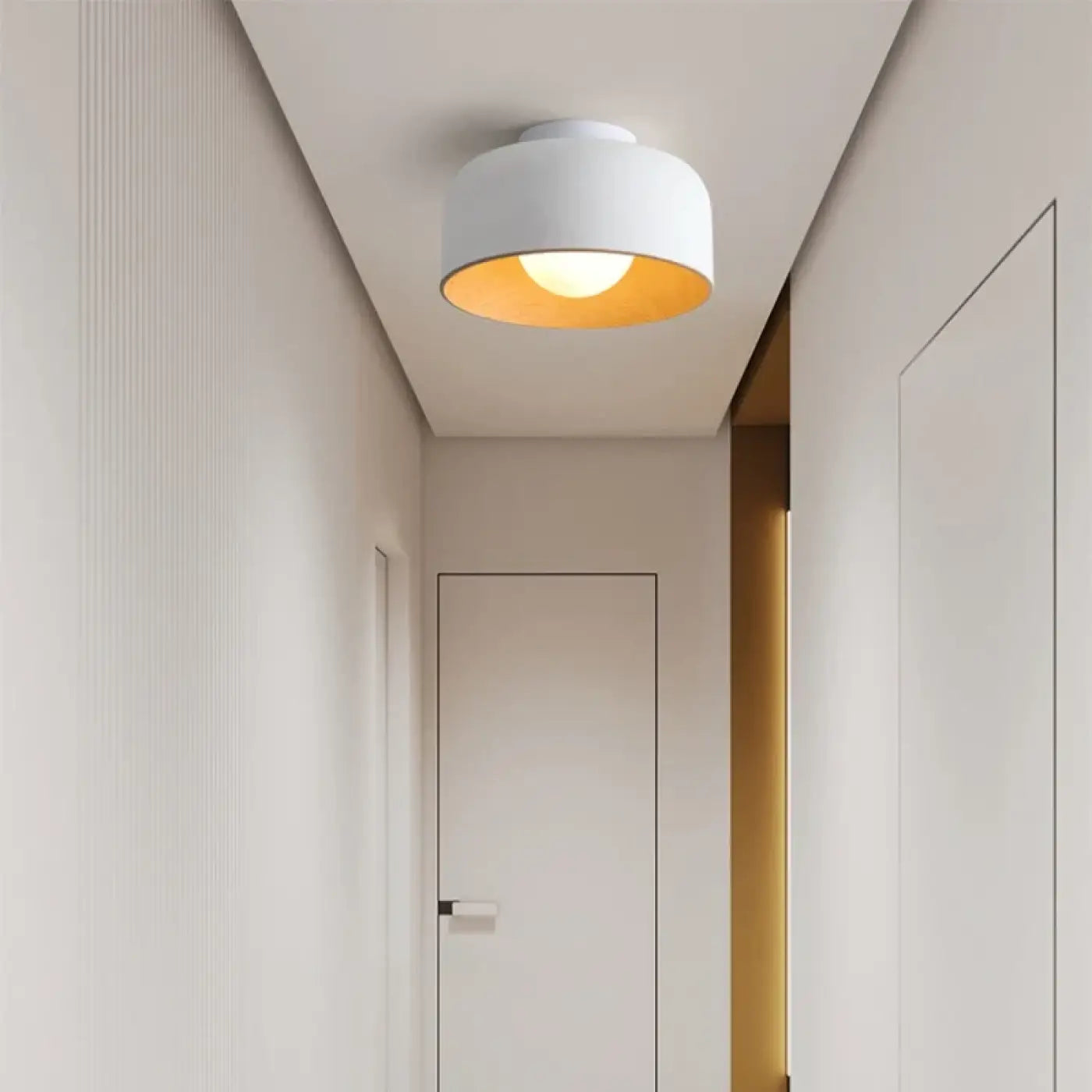 Plafonnier rond intérieur bois noir ou blanc | MIKA
