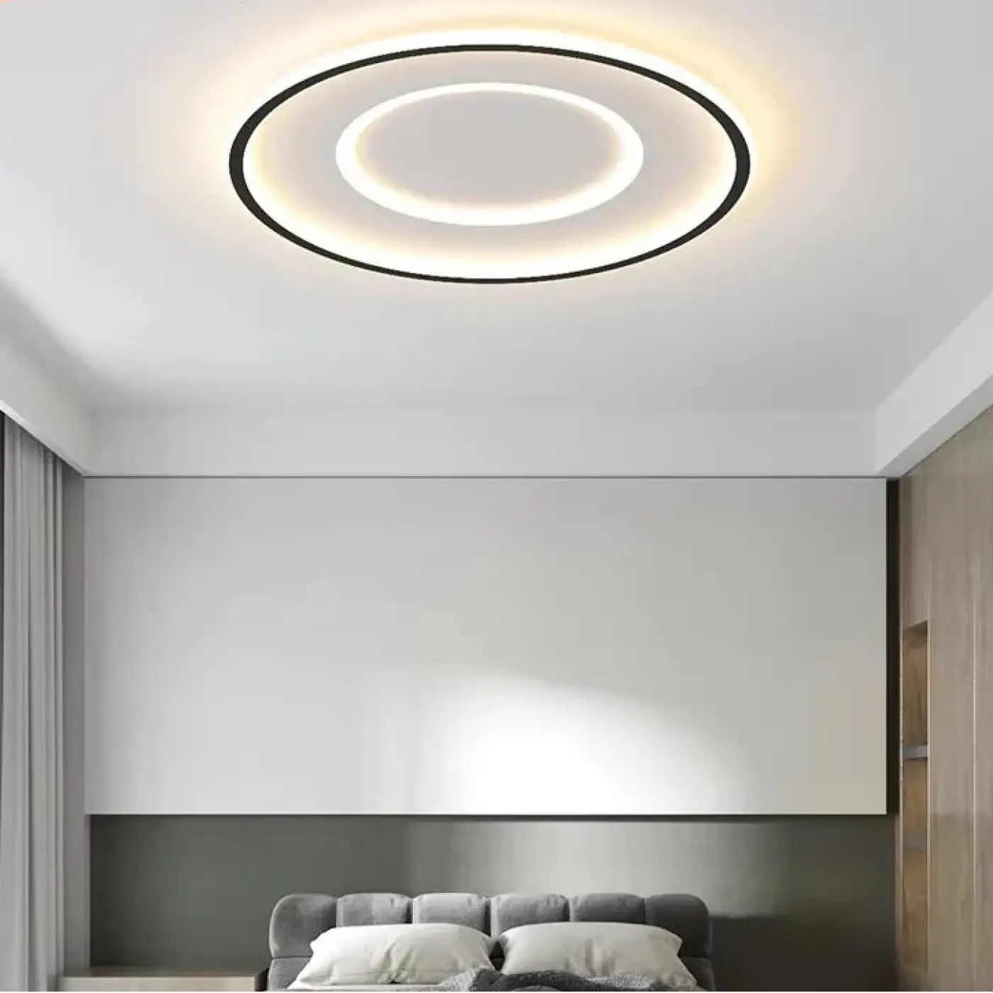 Plafonnier LED rond noir moderne industriel | VOGEHUK