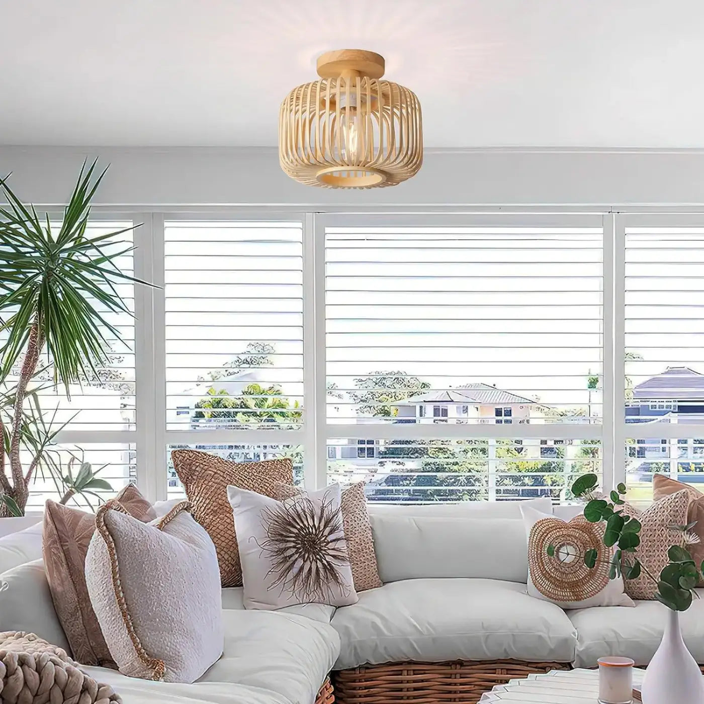 Plafonnier bois bambou naturel moderne | MEVEL
