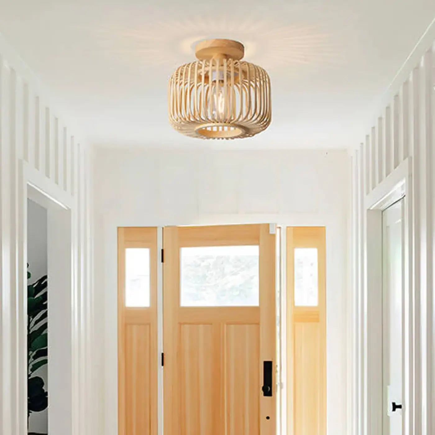 Plafonnier bois bambou naturel moderne | MEVEL