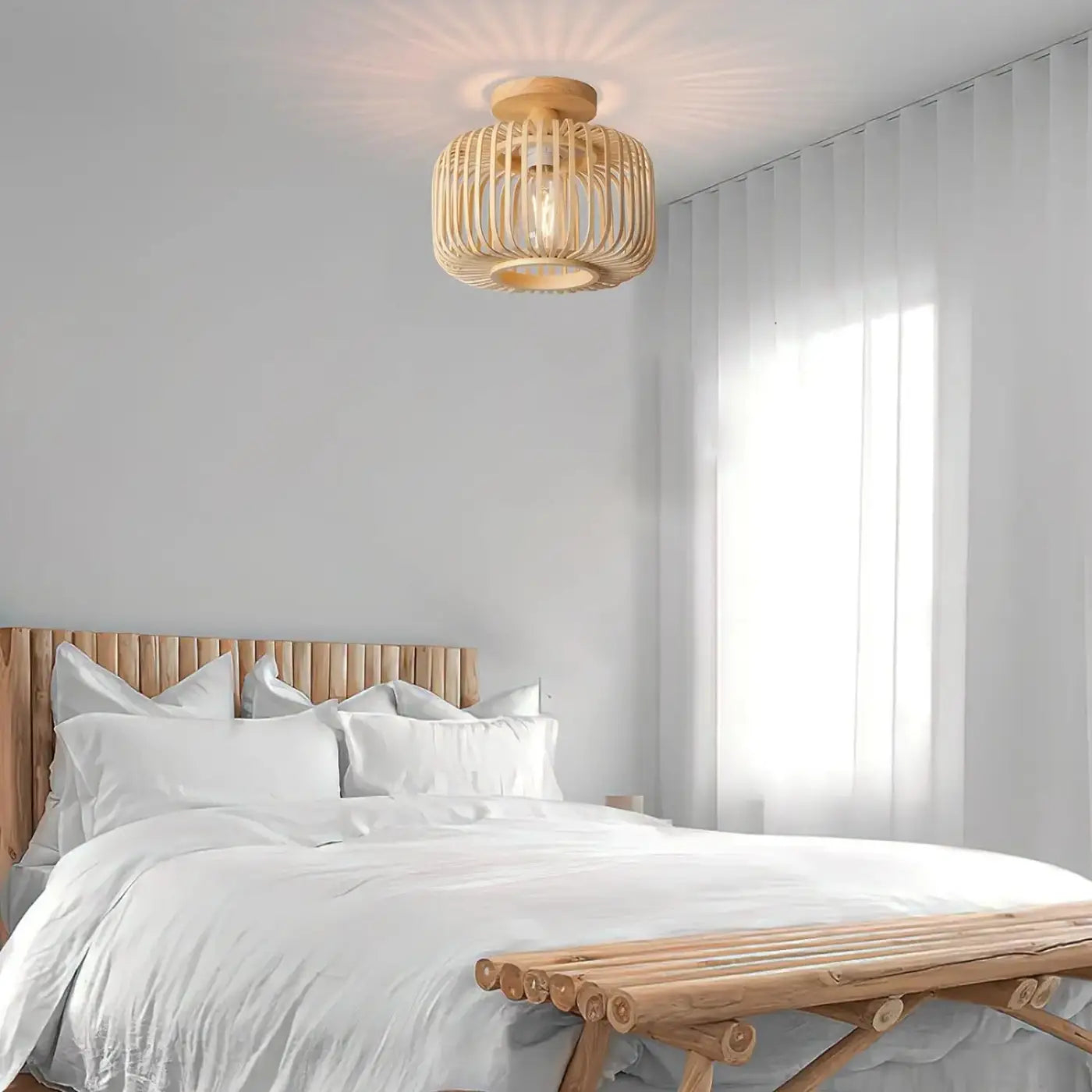 Plafonnier bois bambou naturel moderne | MEVEL