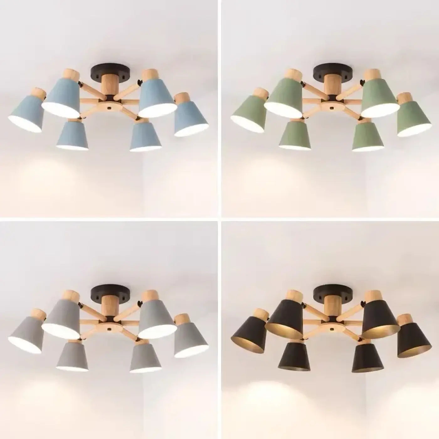 Plafonnier scandinave bois et métal 3 lumières | TISI