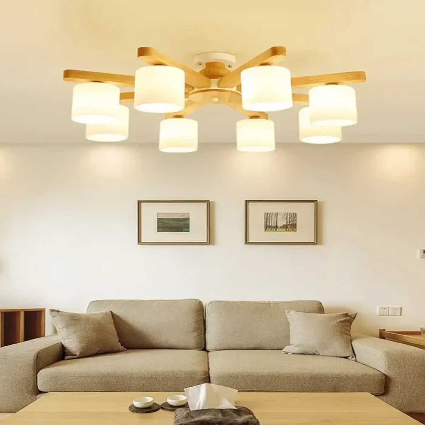 Plafonnier scandinave bois et métal 3 lumières | TISI