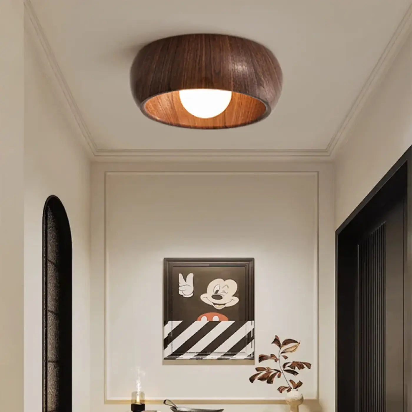 Plafonnier LED bois naturel scandinave épuré | DEBE