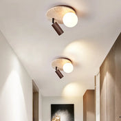 Plafonnier LED bois et verre opalin design | ZULOMER