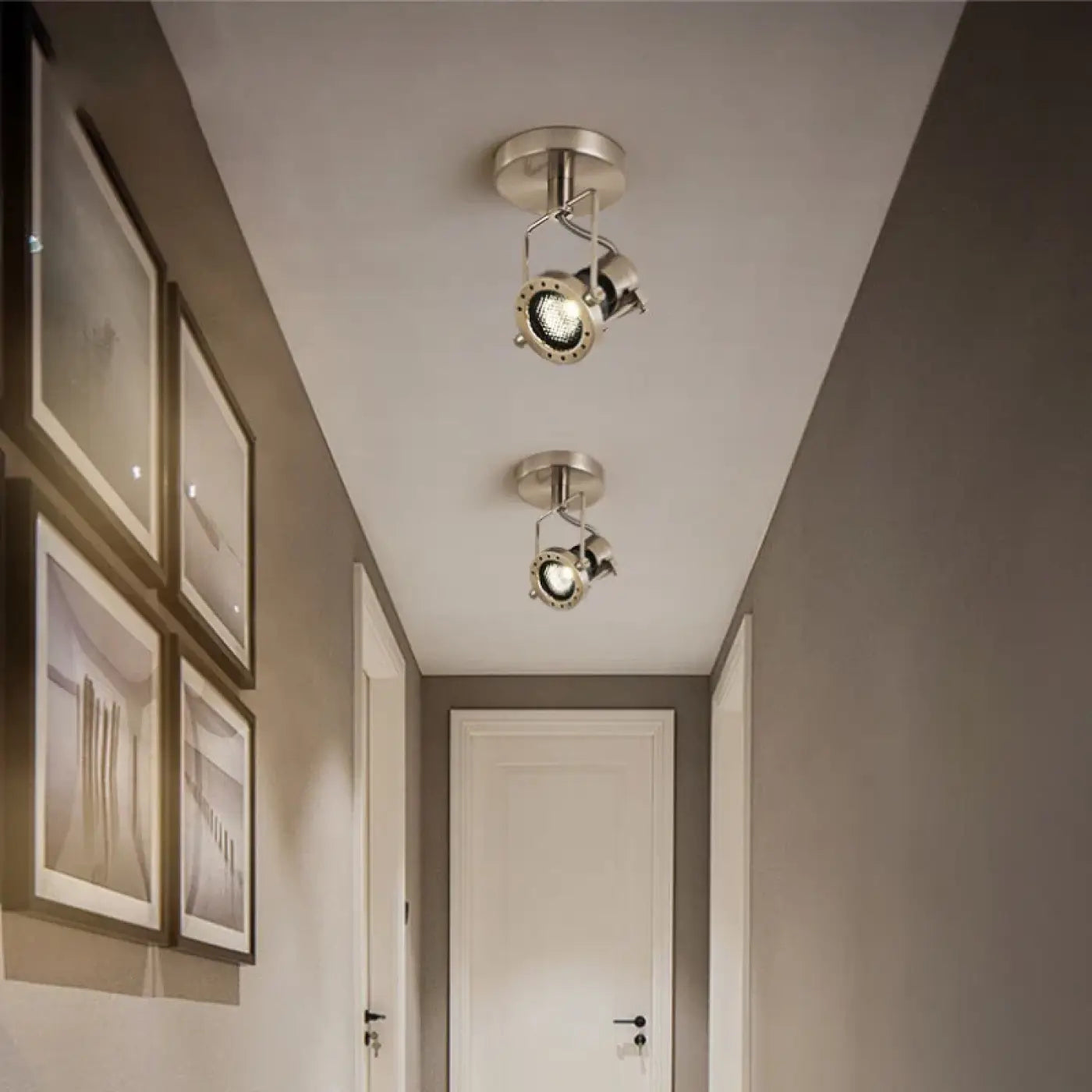 Plafonnier spot orientable métal argent moderne | NUKOR