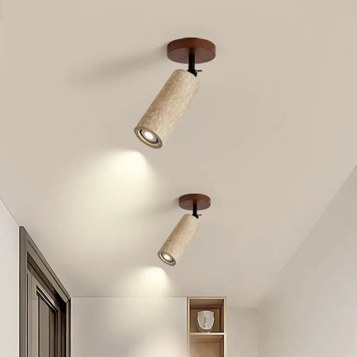 Plafonnier spot LED pierre et bois moderne | VEMES