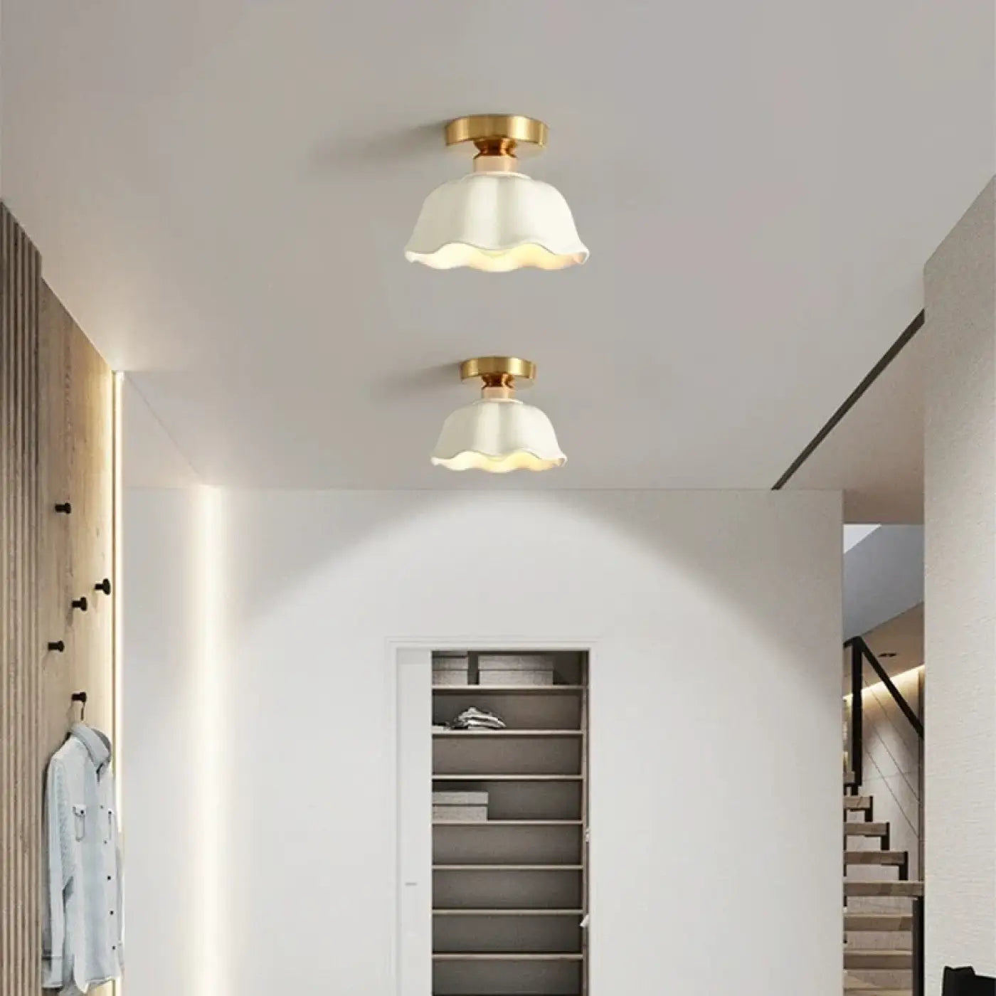 Plafonnier LED céramique vintage doré | ZEZUBI