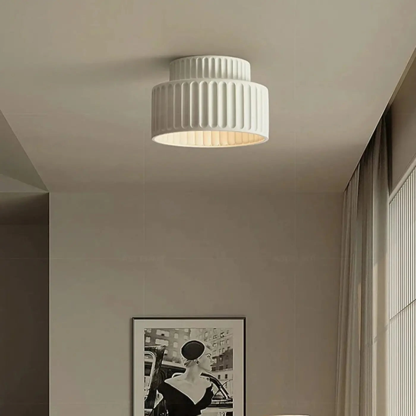 Plafonnier résine côtelé style rétro chic | MOPE