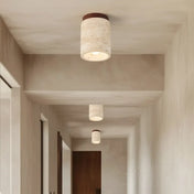 Plafonnier LED travertin et bois moderne | FOBOL