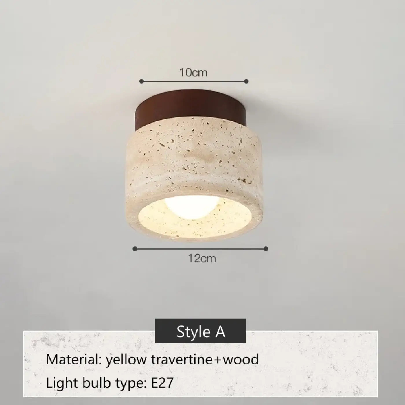Plafonnier LED travertin et bois moderne | FOBOL