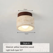 Plafonnier LED travertin et bois moderne | FOBOL