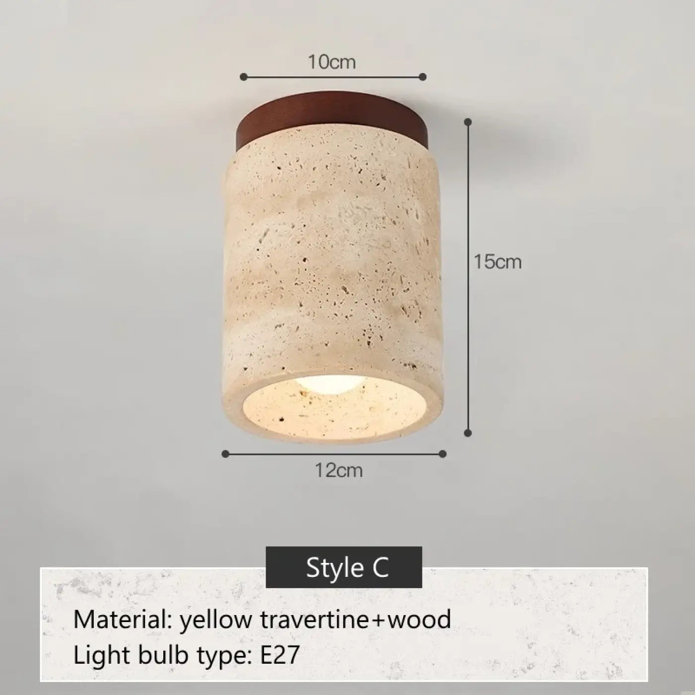 Plafonnier LED travertin et bois moderne | FOBOL