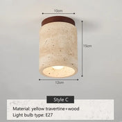 Plafonnier LED travertin et bois moderne | FOBOL