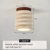 Plafonnier LED travertin et bois moderne | FOBOL