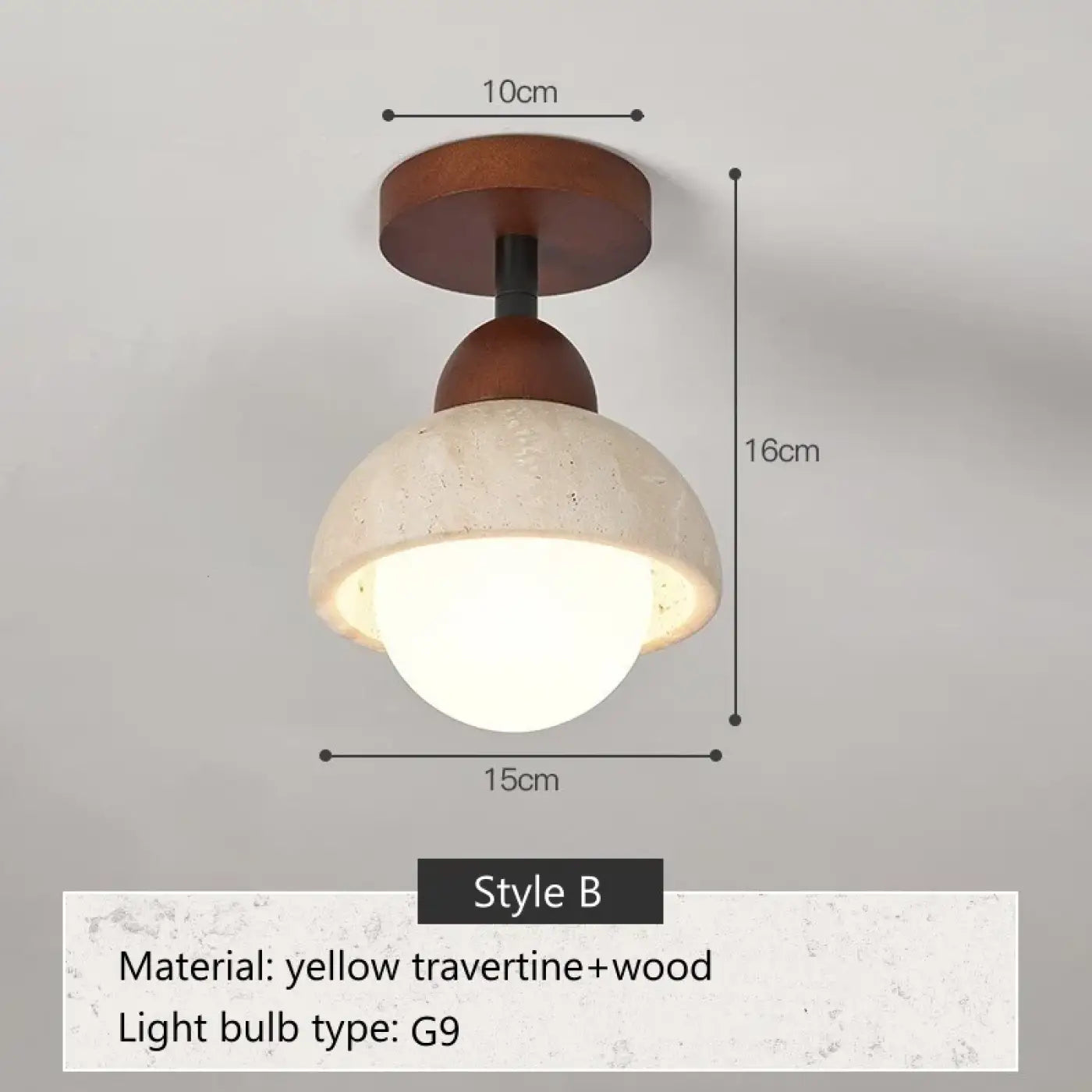 Plafonnier LED travertin et bois moderne | FOBOL