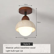 Plafonnier LED travertin et bois moderne | FOBOL