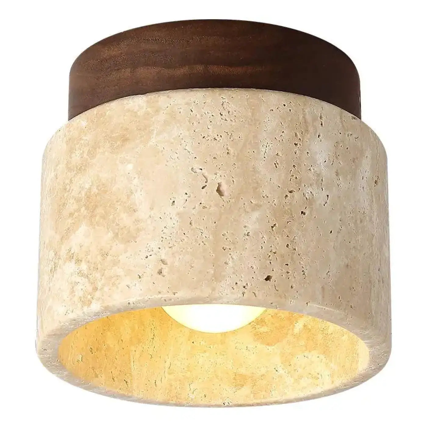 Plafonnier LED travertin et bois moderne | FOBOL
