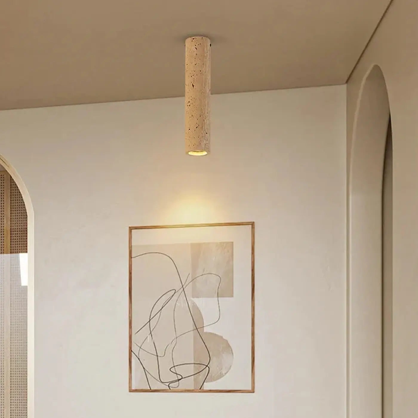 Plafonnier pierre et métal beige moderne | TASU