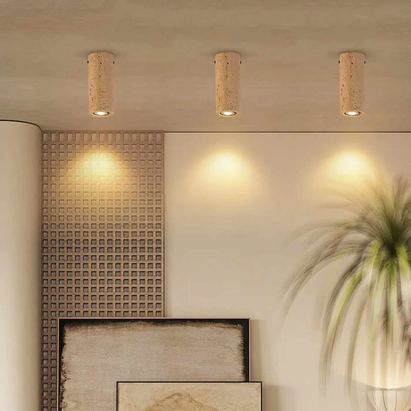 Plafonnier pierre et métal beige moderne | TASU