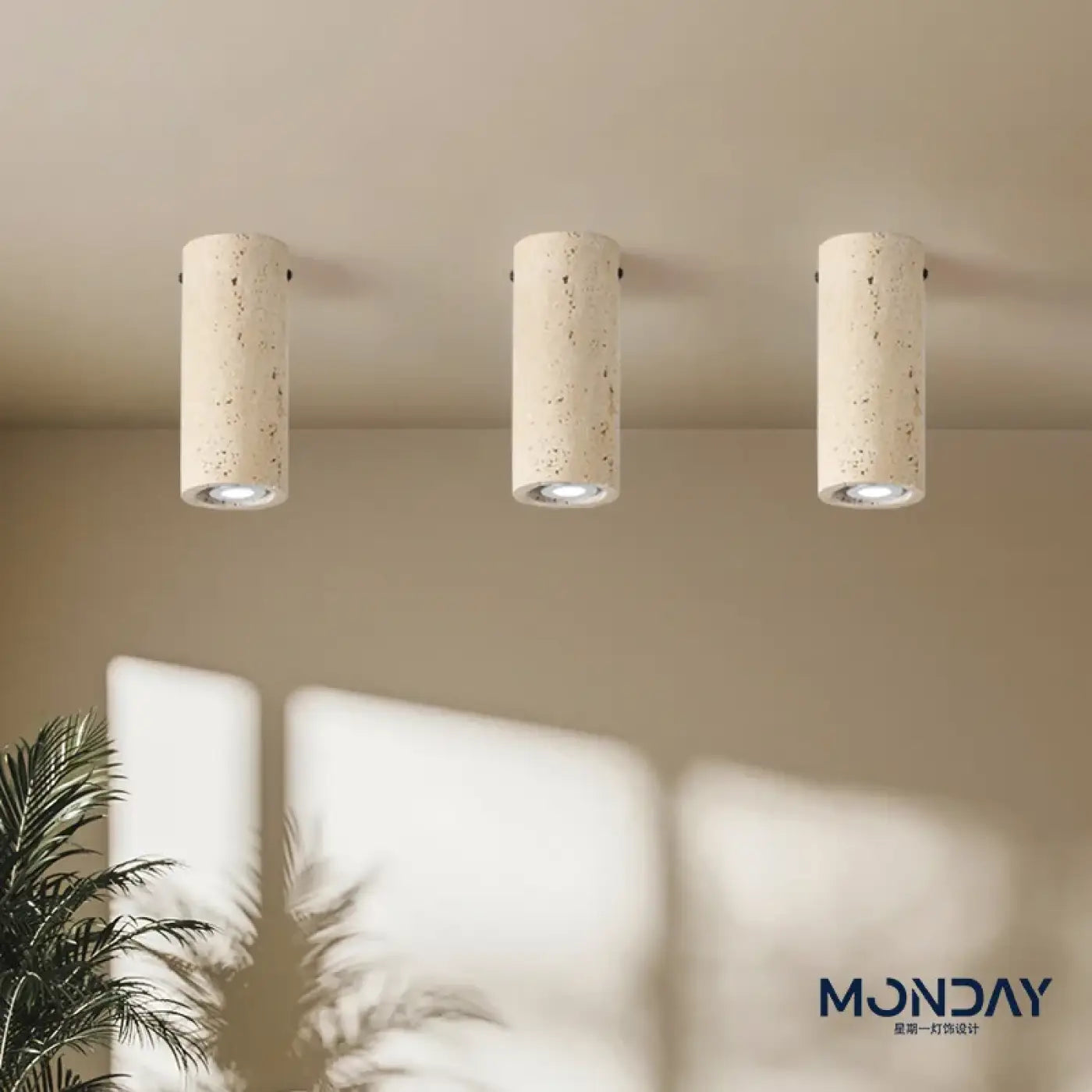 Plafonnier pierre et métal beige moderne | TASU